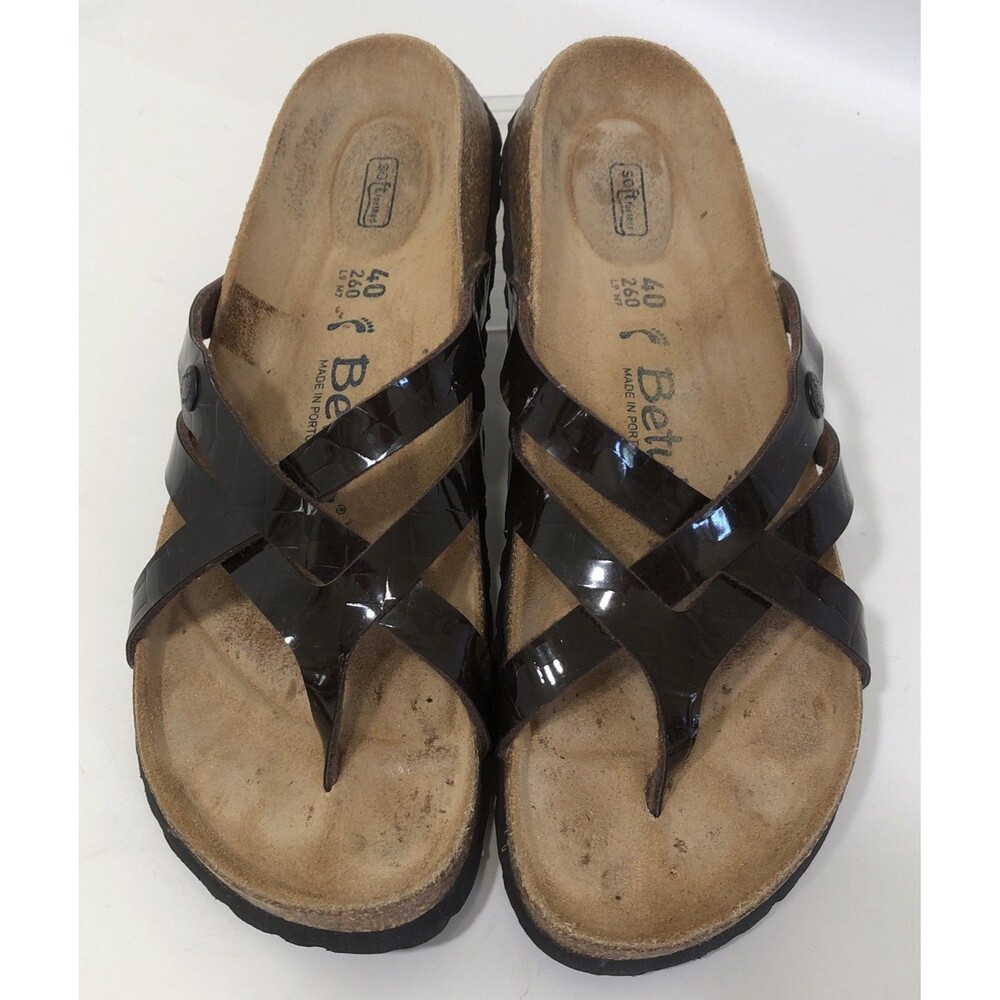 Betula Vinja By Birkenstock Brown Patent Soft Footbed Sandals 40 US L9 M7 Narrow